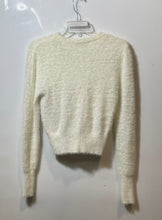 Load image into Gallery viewer, Zara Knit Womens Off White Long Sleeve Plush Cropped Pullover Sweater Size M