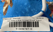 Load image into Gallery viewer, Zara Womens Blue Floral Bird Print Long Sleeve Collared Sleepshirt Size Small
