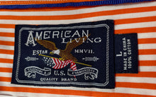 Load image into Gallery viewer, American Living Mens Orange White Striped Print Cotton Button-Up Shirt Size L