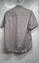 Load image into Gallery viewer, Bugatchi Mens Light Beige Blue Printed Short Sleeve Button-Up Shirt Size Small