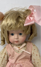 Load image into Gallery viewer, Pink Dress Floral Curly Blonde Hair Blue Eyes Fashion Porcelain Doll