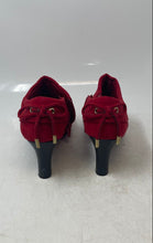 Load image into Gallery viewer, Coach And Four Womens Red Faux Suede Side Zip Block Heel Ankle Boots Size 7.5
