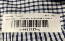 Load image into Gallery viewer, Calvin Klein Mens Blue White Gingham Long Sleeve Collared Button-Up Shirt Size S