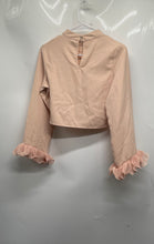 Load image into Gallery viewer, Zara Womens Beige Ruffle Long Sleeve Mock Neck Cropped Blouse Top Size XS