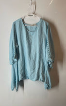 Load image into Gallery viewer, Valentina Naldi Womens Light Blue Long Sleeve Pullover Blouse Top Size 2X
