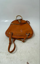 Load image into Gallery viewer, Valentina Womens Orange Pebbled Leather Convertible Sling Backpack