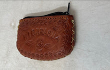 Load image into Gallery viewer, Vintage Brown Nicaragua Embossed Leather Zip Top Mini Coin Wallet