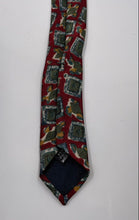 Load image into Gallery viewer, Christian Dior Mens Red Green Geometric Printed Keeper Loop Pointed Tie