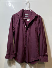 Load image into Gallery viewer, Michael Kors Mens Wine Polka Print Slim Fit Stretch Dress Shirt Size M 15.5