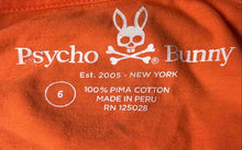 Load image into Gallery viewer, Psycho Bunny Mens Orange Cotton V-Neck Short Sleeve Pullover T-Shirt Size 6