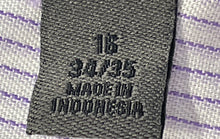 Load image into Gallery viewer, Calvin Klein Mens White Light Purple Pinstripe Slim Fit Dress Shirt Sz 16 34/35