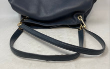 Load image into Gallery viewer, Michael Kors Womens Raven Blue Pebbled Leather Inner Pockets Shoulder Handbag