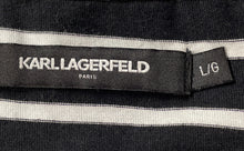 Load image into Gallery viewer, Karl Lagerfeld Womens Black White Striped Cotton Short Sleeve T-Shirt Size L
