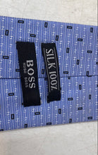 Load image into Gallery viewer, Hugo Boss Mens Blue Silk Printed Keeper Loop Adjustable Pointed Tie