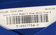 Load image into Gallery viewer, Calvin Klein Womens Blue V-Neck Short Sleeve Blouse Top Size Small