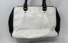 Load image into Gallery viewer, Michael Kors Womens Black And White Leather Charm Double Handle Satchel Handbag