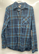 Load image into Gallery viewer, The North Face Mens Blue Plaid Long Sleeve Chest Pocket Button-Up Shirt Size S