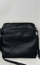 Load image into Gallery viewer, Anne Klein Womens Black Pebbled Leather Adjustable Strap Zip Top Crossbody Bag