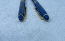 Load image into Gallery viewer, I Mark Blue Gold Trim Writing Instruments Ballpoint Pen And Pencil 2 Pcs Set