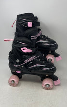 Load image into Gallery viewer, Obensky Sports Kids Black Pink Leather Adjustable Strap Roller Skates Sz L 39-42