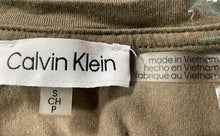 Load image into Gallery viewer, Calvin Klein Womens Military Green Crew Neck Puff Sleeve Blouse Top Size Small