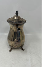 Load image into Gallery viewer, Silver-Tone Engraved Four Footed Scroll Handle Serving Tea Pot With Lid
