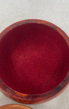 Load image into Gallery viewer, Vintage Brown Wooden Round Trinket Box With A Floral Engraved Metal Lid