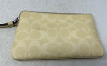 Load image into Gallery viewer, Coach Womens Beige Signature Print Leather Corner Zip Lined Wristlet Wallet