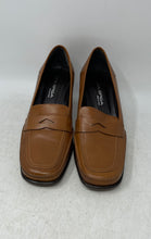 Load image into Gallery viewer, Via Spiga Womens Brown Leather Square Toe Block Heel Penny Loafers Size 10 M