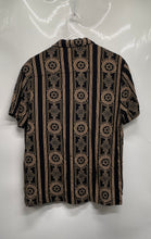 Load image into Gallery viewer, Level Ten Couture Mens Black Gold Baroque Short Sleeve Button-Up Shirt Size S