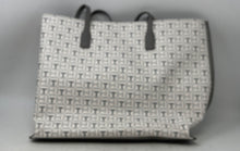 Load image into Gallery viewer, Tommy Hilfiger Womens White Gray Signature Print Double Handle Zip Top Tote Bag