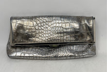 Load image into Gallery viewer, Goldenbleu Womens Metallic Gray Chrome Color Croc Embossed Clutch Purse