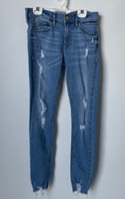Load image into Gallery viewer, Express Womens Blue Medium Wash Mid-Rise Stretch Ankle Jegging Jeans Size 0
