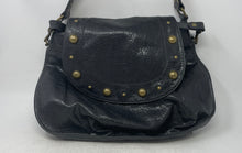Load image into Gallery viewer, Kate Landry Womens Black Leather Inner Pockets Detachable Strap Shoulder Handbag
