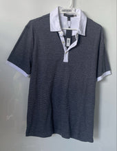 Load image into Gallery viewer, Banana Republic Mens Black White Striped Polo Shirt Size Medium With Tag