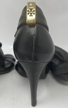 Load image into Gallery viewer, Authentic Tory Burch Womens Black Stiletto Gladiator Heels Sz 6.5M Worn Stained