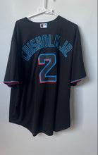 Load image into Gallery viewer, Nike Mens Black Miami Marlins Jazz Chisholm Jr. #2 MLB Shirt Size 2XL