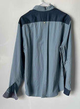 Load image into Gallery viewer, Lacoste Mens Blue Colorblock Cotton Slim Fit Long Sleeve Dress Shirt Size 42