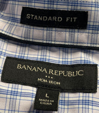 Load image into Gallery viewer, Banana Republic Mens Light Purple And Blue Plaid Print Cotton Dress Shirt Size L