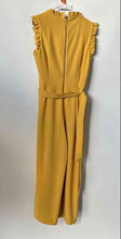 Load image into Gallery viewer, Calvin Klein Womens Yellow V-Neck Back Zipper Self-Tie One-Piece Jumpsuit Size 8