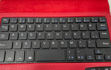 Load image into Gallery viewer, Red Leather Folding Folio Tablet Case With Bluetooth Keyboard Untested
