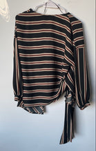 Load image into Gallery viewer, Zara Basic Womens Multicolor Striped Tie Front Long Sleeve Blouse Top Size S
