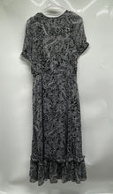 Load image into Gallery viewer, Calvin Klein Womens Black White Printed Short Sleeve Ruffle Maxi Dress Size 8