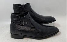Load image into Gallery viewer, Unbranded Mens Black Faux Leather Buckle Strap Side Zipper Ankle Boots Sz EUR 44