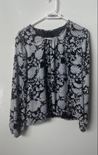 Load image into Gallery viewer, Tommy Hilfiger Womens Blue Floral Long Sleeve Back-Zip Blouse Top Size M