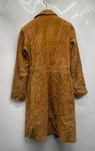 Load image into Gallery viewer, Express Womens Brown Leather Long Sleeve Button Front Trench Coat Size 1/2