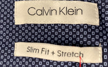 Load image into Gallery viewer, Calvin Klein Boys Blue Printed Slim Fit Stretch Long Sleeve Dress Shirt Size 20