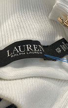 Load image into Gallery viewer, Lauren Ralph Lauren Womens White Blue Striped Mock Neck Pullover Sweater Size XS