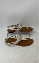 Load image into Gallery viewer, Michael Kors Womens Casey White Leather Logo Buckle Thong Sandals Size 5M