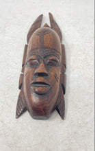 Load image into Gallery viewer, Hand-Carved Wooden Brown Traditional African Art Tribal Mask Wall Decor